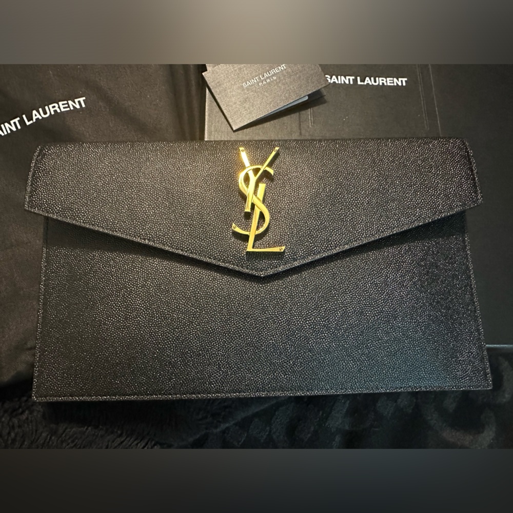 SOLD Authentic Uptown YSL SAINT LAURENT  Pouch in Grained Leather SOLD